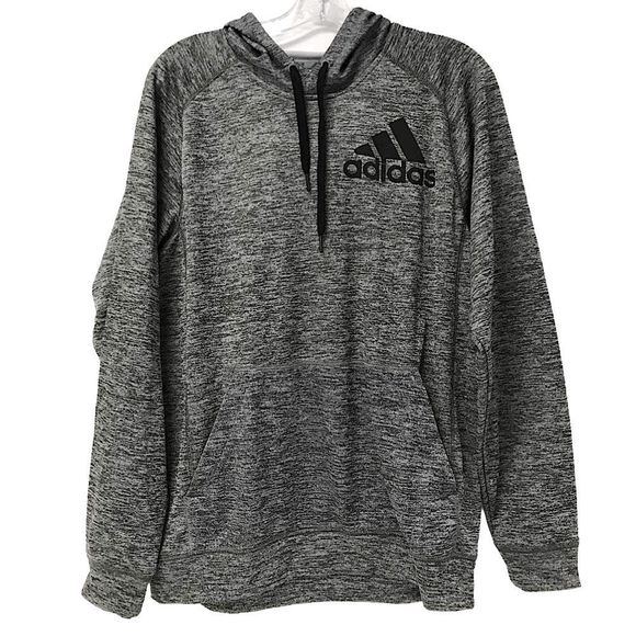 ADIDAS Men's TEAM ISSUE Grey Pullover Hoodie With Adidas Chest Logo Sz Medium - Picture 4 of 8